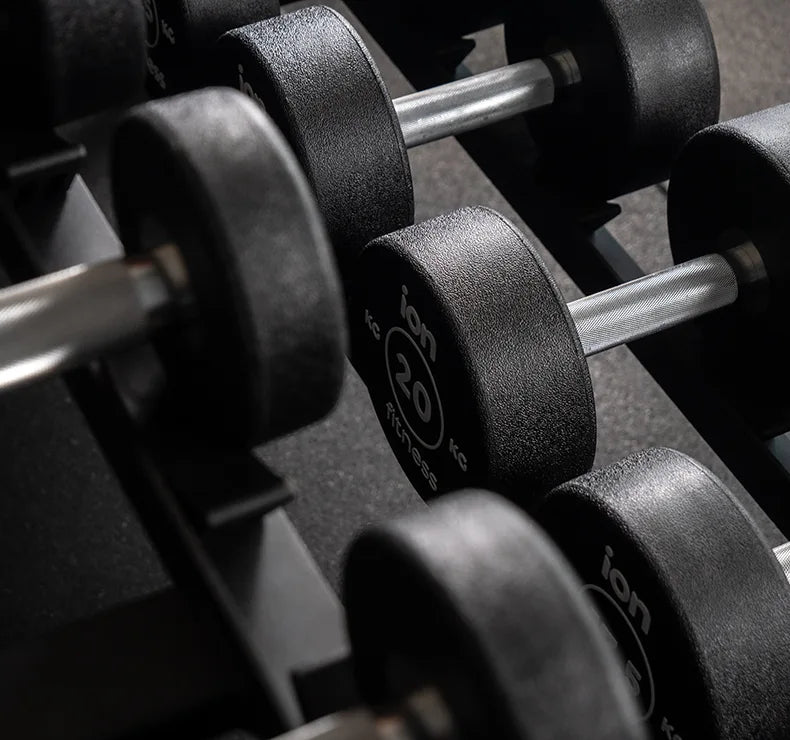 ION fitness Set van 20 Ronde Rubber Dumbbells 2,5–25 Kg