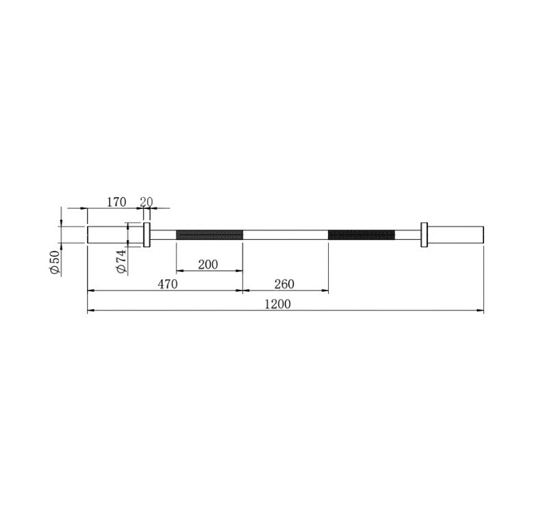ION fitness 120 cm Olympic Bar 8.3 Kg Max 136 Kg