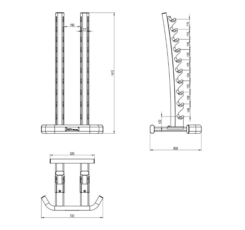Soporte Vertical para 20 Mancuernas ION fitness 1-10 kg
