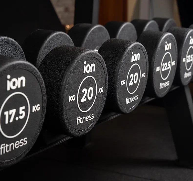ION fitness Set van 20 Ronde Rubber Dumbbells 2,5–25 Kg