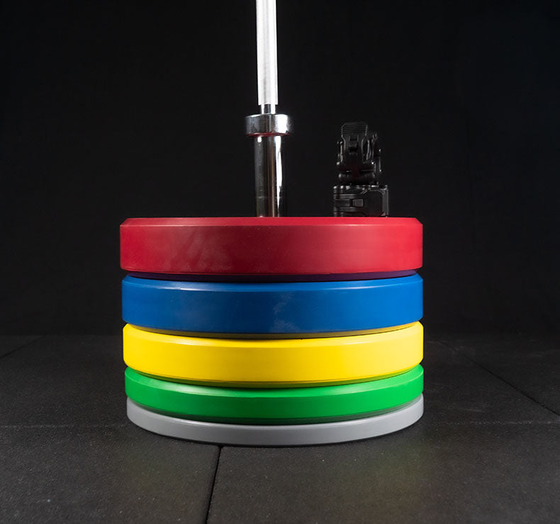 Set di Dischi Olimpici Bumper Color Line + Bilanciere olimpico 220 cm + Fermadischi ION fitness