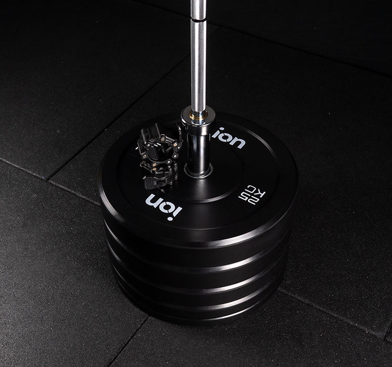 Set di Dischi Olimpici Bumper + Bilanciere olimpico 220 cm + Chiusure ION fitness